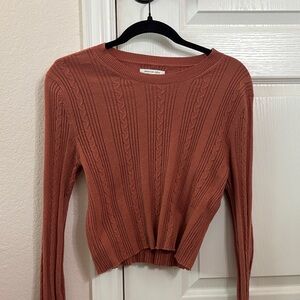 Cable Knit Rust Long Sleeve Sweater